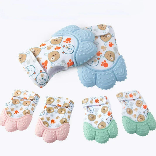 ChewEase Teething Buddy: Cartoon-Printed Baby Teether Gloves