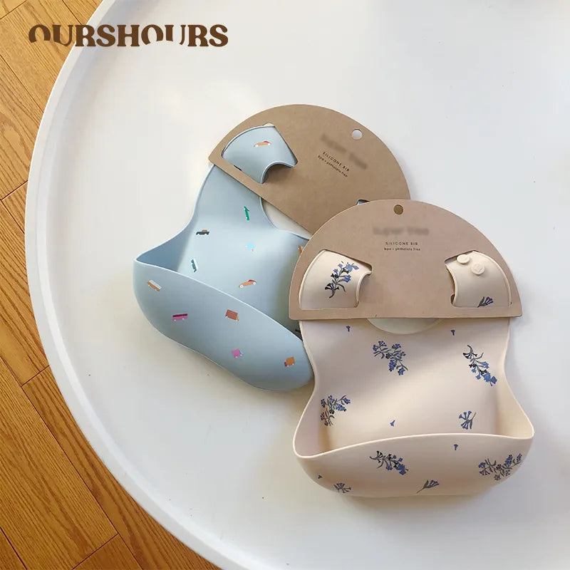 InsStylePrint Waterproof Silicone Baby Bibs