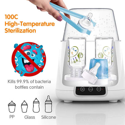 PureGuard 6-in-1 Baby Comfort Hub: Intelligent Thermostat Bottle Sterilizer & Milk Warmer