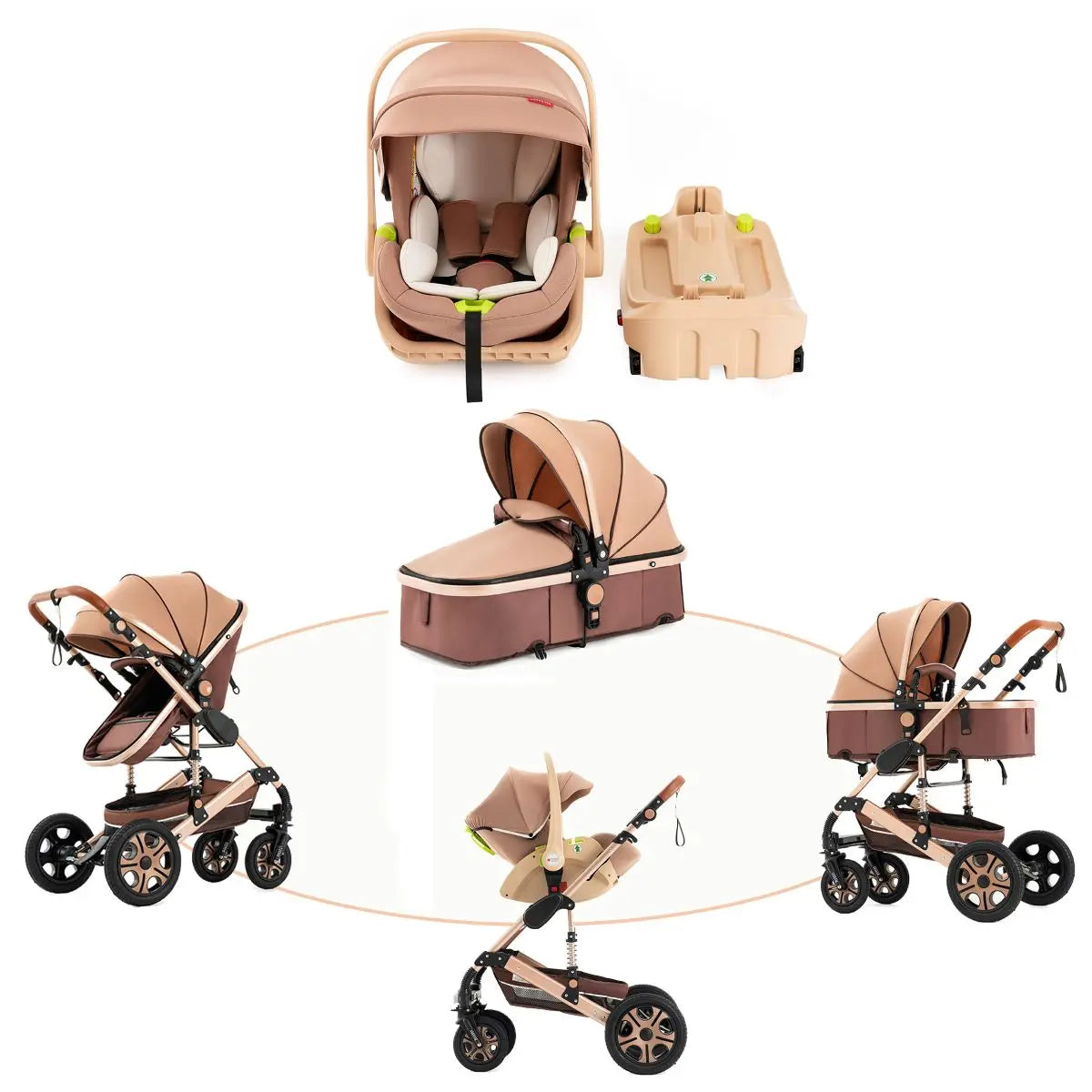 Universal 3-in-1 Baby Stroller Combo Car Seat Travel System Wagon Stroller