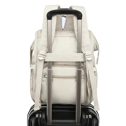 Gray Harmony: Waterproof Mommy Backpack for Stylish Outdoor Travel - 2-Layer Baby Nappy Bag