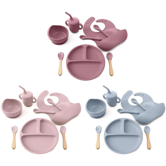 TinyTummy SilkySips 8PCS Silicone Baby Feeding Set