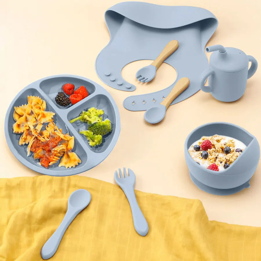 TinyTummy SilkySips 8PCS Silicone Baby Feeding Set