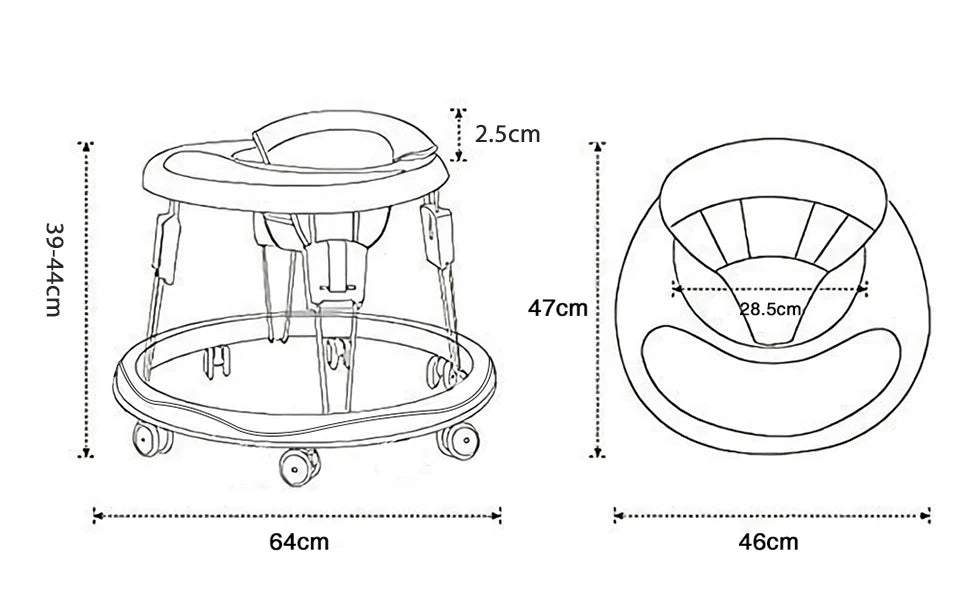 UBRAVOO Baby Walker Round Adjustable with Universal Wheels