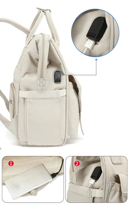 Gray Harmony: Waterproof Mommy Backpack for Stylish Outdoor Travel - 2-Layer Baby Nappy Bag