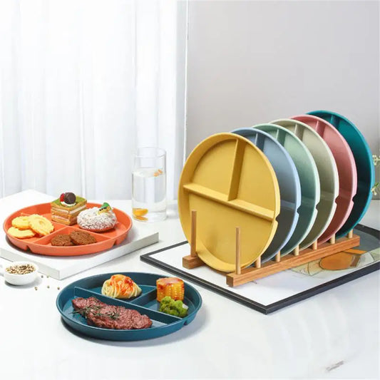 KitchenEase TriPortion Plates 3-Compartment Microwave Safe Dinner Plates