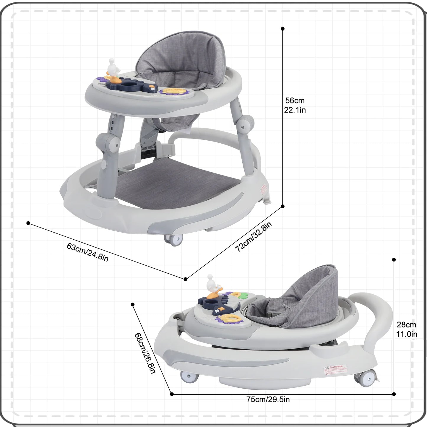 UBRAVOO Foldable Baby Walker with O-shaped Legs